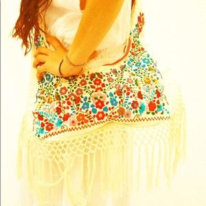 Mexican Bag Embroidered BoHo Chic Crossbody Fringy